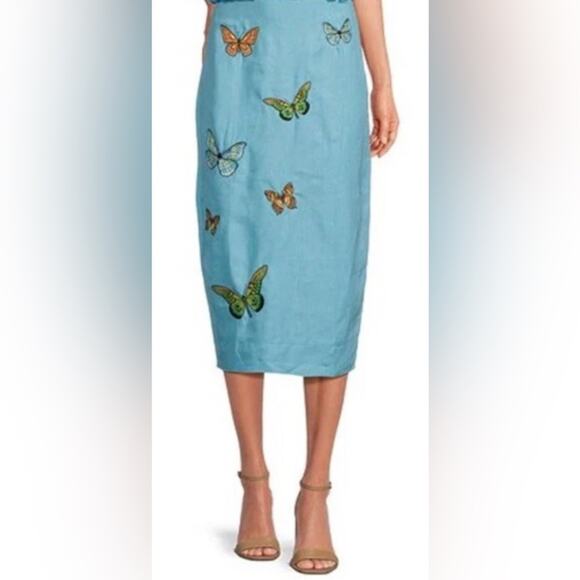 Fanm Mon MARION Arina Butterfly Embroidered  Cotton SKIRT Size XL - Picture 1 of 4